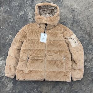 Moncler Beige Faux Fur Puffer Jacket
